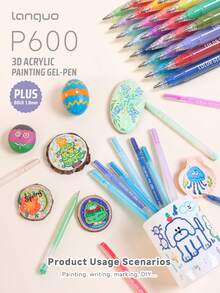 Languo 3D Planner Pen - 216 Colors Acrylic Gel Pen Set & 48 Colors Metallic Finish & 4 Gift Box Packaging (24/36/54/72 Colors) Op, First Day Of School - Multicolor - View 6