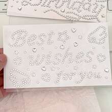 [Back To School]4 Sheets Alphabet Letter Rhinestone Stickers Silver Self-Adhesive Pearl Gem Decals Sweet Phrase Heart Star Crystal Stickers For Goo Card Scrapbook Gift Box Phone Case DIY Crafts Birthday Wedding Party Decor - Silver - View 12