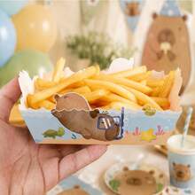 6/12pcs Capybara Food Trays, Capybara Theme Birthday Party Decoration Snack And Cookie Serving Containers, Party Supplies, Baby Shower - View 6