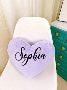Personalized Heart-Shaped Plush Pillow With Name, Fluffy Heart Cushion With Custom Text, Romantic Decorative Pillow For Sofa, Personalized Valentine's Day Gift For Couples - Multicolor - View 6