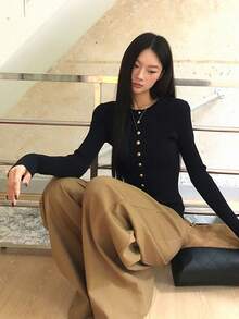 Women's Knitted Cardigan Korean Style Spring Top Outerwear Black Unique Beautiful Youthful Cardigan - Black - View 5