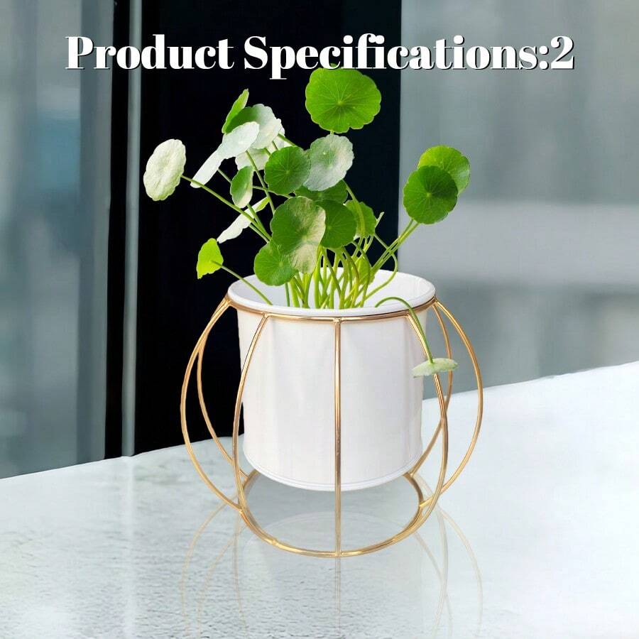 桌面小型綠色植物盆 | 直徑 9cm 適合多肉植物、黃金葛及其他小型植物 | 多款風格支架可選，適用於土壤與水培栽培，極簡奢華外觀，辦公桌、窗台、陽台裝飾盆栽擺飾 - B001 - 查看 1