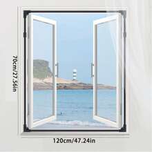 1pc Adjustable Magnetic Window Screen, High Breathability Polyester Fiber Mesh, No Drilling Self-Adhesive Easy Installation, Magnetic Closure Design, Fine Insect Mesh, Suitable For Home And Apartment Indoor Window Protection - Multiple Styles - View 16