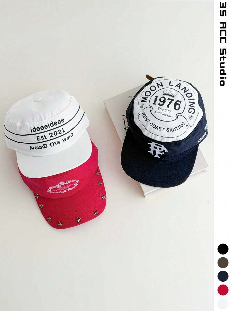 美式復古刺繡字母迷彩做舊棒球帽女款、小眾鏈條街頭風棒球帽男款、雙槍骨刺繡鉚釘做舊水洗黑色丹寧彎帽簷棒球帽、遮陽帽、英式老錢風學院風軟頂棒球帽、刺繡極簡百搭時尚