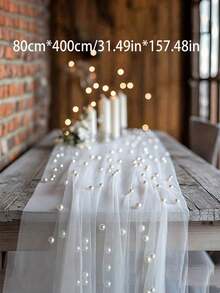 1pc White/Black Pearl Tulle Mesh Fabric, DIY Gauze For Table Runner, Ceremony Backdrop, Home Decor, Room Decoration, Birthday Party Decor And Valentine's Day Ceremony Arrangement, Creating Romantic Atmosphere - A - View 17