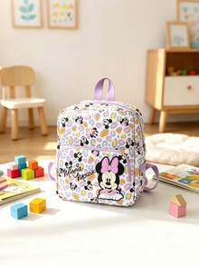 Disney 1pc Minnie Mouse Patch Mini Backpack, Colorful Leopard Print School Daypack, Multi-Pocket Casual Rucksack, Suitable For Girls/Students/Teenagers/Young People/Fans, Perfect For Back To School/Daily Outings/Shopping - Multicolor - View 8