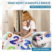 High Chair Splash Pad, 51" 51 Non-Slip Waterproof Multi-Purpose Splash Mat, Washable Splash Pad For High Chair Floor Protection Table Cloth Portable Early Education Picnic Play Mat 2 - Figure - View 4