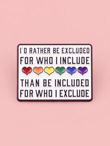 Rainbow Heart Quote Enamel Brooch, Inspirational Letter Pin For Backpack, Bag & Jacket Decor - Multicolor - View 3