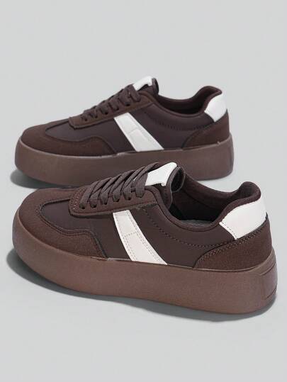 Flipark Beige And Brown Tennis Shoes, New Casual Tennis Shoes For Women, Thick Sole Tennis Sports Shoes, Comfortable And Fashionable Women's Tank Top For Daily Wear