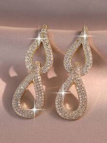 1 Paar glamouröse Wassertropfen-Ohrringe mit kubischem Zirkonia und Kürbisdesign für Frauen, für den täglichen Gebrauch, als Geschenk für Freunde, für Partys und Bälle - Goldgelb - Übersicht 5