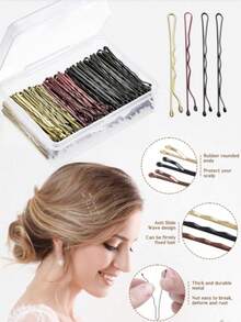 150pcs Solid Color Straight Bob Hair Clips, Suitable For Daily Use And Perming/Dyeing, Summer Beach Travel Essential, Halloween Gold Hair Accessories - Black - View 6