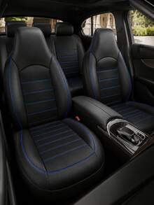 5-Seater/2-Seater/1-Seater Classic Universal PU Leather Front Car Seat Covers, Full Coverage PU Leather Front Seat Covers, High Back Bucket Seat Covers - Suitable For Most Cars - Line - View 8