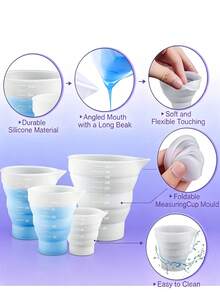 Collapsible Silicone Measuring Cup, Reusable Foldable Container Measuring Cup, Multi-Purpose Silicone Mixing Cup, Suitable For Paint Mixing, Resin Jewelry Crafts, Heat-Resistant Soft Silicone Measuring Cup, Suitable For Studio And Outdoor Handmade Creations - Multicolor - View 8