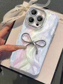 高級漸層狐狸尾 Nice Day 3D 蝴蝶結手機殼，適用 Apple 17 Pro Max、新款 15 Pro/14 Plus/13、11，女性用 15 Pro 全包覆鏡頭附膜 12/11 防震保護殼 - 彩色 - 查看 2