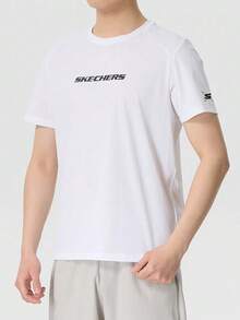 Skechers Men's Raglan Sleeve Small Logo Print Cooling Quick-Dry Crew Neck Sports Short Sleeve T-Shirt - White - View 1