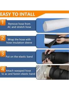 1pc Portable AC Hose Insulation Sleeve, Portable Air Conditioner Insulation Hose Cover, Fits 5 Inch (Approx. 12.7 Cm) And 5.9 Inch (Approx. 15.0 Cm) Exhaust Hose, Easy To Install, With 3 Adjustable Buckle Straps, Black - Portable AC Hose Insulation Sleeve - View 6