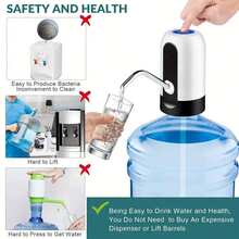 1件自動電動抽水泵，USB充電式自動飲水機，適用於3-5加侖水桶，便攜式插電安裝底座，適合露營與居家使用，便攜露營飲水機，電動抽水泵 - 彩色 - 查看 2