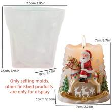SUPWANPENG Christmas Santa Riding Wooden Horse, Rocking Horse Santa, Rocking Horse Christmas Tree, Deer And Snowflake Shaped Embossed Silicone Mold, Easy To Demold And Reusable, Suitable For DIY Resin, Gypsum, Clay, Concrete, Cement Crafts, Silicone Mold, Easy To Demold, Suitable For Various Holiday Gifts And Home Decor - A - View 9