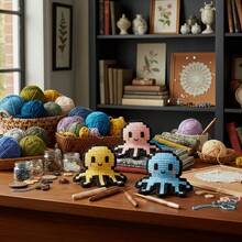 [DIY Pixel Bead Crochet Kit]Pixel Octopus Crochet Kit, Suitable For Beginners Adult Handmade Semi-Finished Product Set. Includes Full Set Of Tools (Random Color Accessories) And English Guide. No Bead Template Needed. Crochet To Get Pixel Style, Can Make Keychains, Pendants - DIY Crochet Kit - View 11