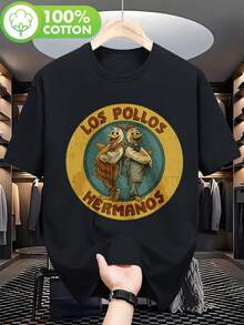 Vintage Herren-T-Shirt von Los Pollos Hermanos mit Hühnermotiv - Retro-T-Shirt mit auffälligem Tepes-Bogen-Design, weich und atmungsaktiv, grün, für o - Schwarz - Übersicht 1