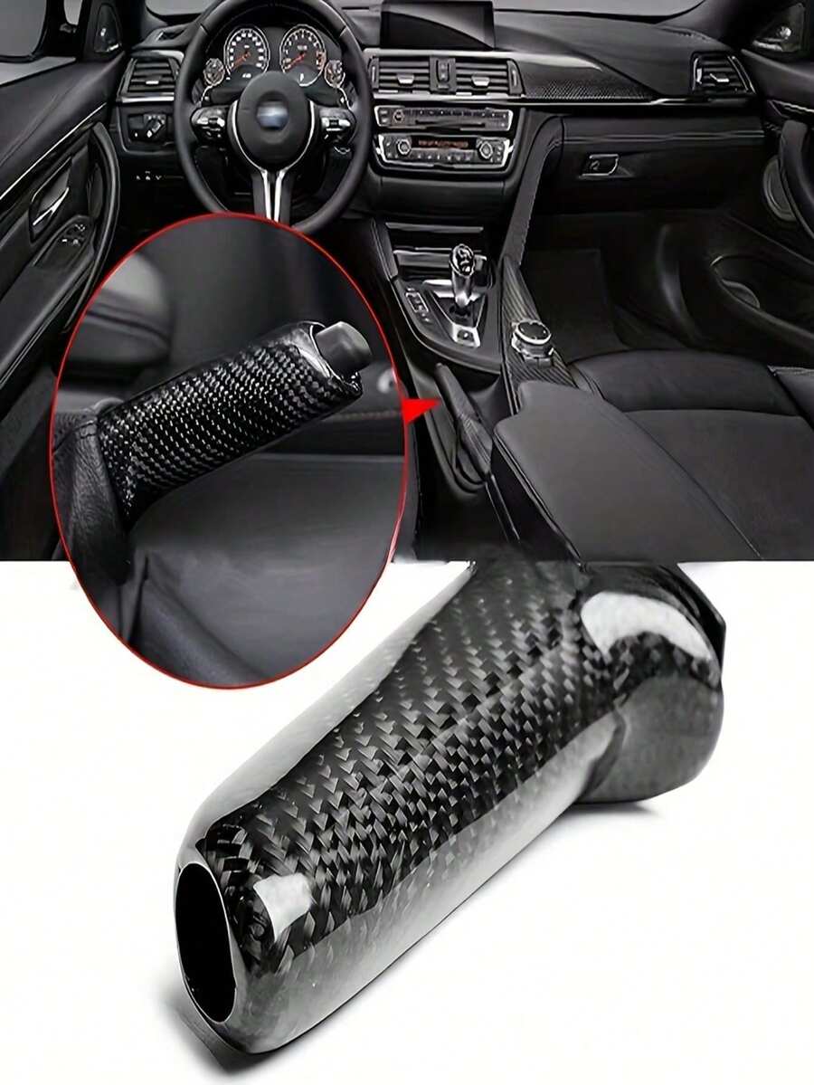 1pc Carbon Fiber Color Handbrake Handle Cover For BMW E46 E90 E92 E60 E61 F20 F22 F30 F32 Series, Easy To Install, Durable And Stylish