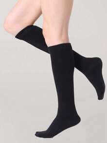 1/2/3/6 Pairs Women's Ribbed Knit Mid-Calf Socks, JK Style Striped Sports Socks, Soft Elastic Over-The-Knee Socks, Suitable For Daily Wear And Campus Outfits - Black and White - View 3