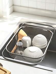 Stainless Steel Expandable Over Sink Drain Basket, Two Sizes, Adjustable Kitchen Colander Strainer For Fruits Vegetables Dishes, Multifunctional Sink Drying Rack,Vegetable Washing Basket, Dish Drying Basket, Kitchen Sink Accessories - Large + Small - View 9