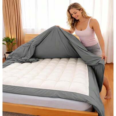 3 Side Zipper Duvet Cover Set Full Size Dark Grey - Soft Microfiber Duvet Cover Set With 3 Sided Zipper Closure, Full Size Duvet Cover Variant 1