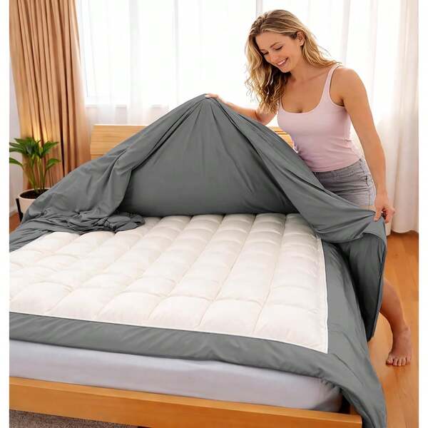 3 Side Zipper Duvet Cover Set Full Size Dark Grey - Soft Microfiber Duvet Cover Set With 3 Sided Zipper Closure, Full Size Duvet Cover Variant 1
