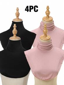 4 piezas de accesorios de cuello falso de unicolor grande para mujer, cuello medio, chal de hombro delgado casual para - 4 piezas de collar falso - View 15