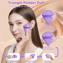 1/45pcs All-In-1 Makeup Tools Set, Soft Gradient Synthetic Brushes (Face Fan, Eye Lash), Purple Beauty Sponges, Triangle Finger Powder Puffs, Plush Hair Accessories, Silicone Cleaning Bowl, Wash Bag For Daily Use & Travel - Purple - View 6