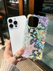Starfish Painted Twisted Wave Edge Transparent Phone Case With Attached Bracelet, Flat Printed Colorful Anti-Drop Fashion Cute Design, Compatible With Iphone 17/17 Pro/17 Pro Max/16/16 Pro/16 Pro Max/16 Plus/14/15/XS/XR, 10 Cases, New Anti-Drop Thickened Soft Full Coverage Creative Phone Shell Compatible With Apple P15 Pro Max/P14/P13/P12/P11 - Multicolor - View 7