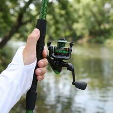 KecchKrezing 5.9ft Camouflage Telescopic Fishing Rod Set With Spinning Reel, Complete Fishing Tackle Including Fishing Line, Floats, Lures, Hooks, Bells, Suitable For Beginners River Lake Freshwater Fishing, With Storage Bag - Green - View 7