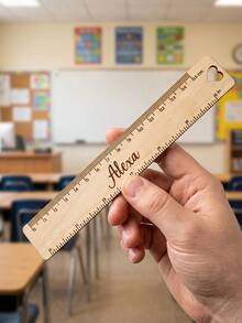 Personalized Custom Wooden Ruler, Engravable Name, Multi-Functional Reading Aid And Measuring Tool, Decorated With Cute Animal/Truck/Ocean/Rainbow Patterns, Suitable For Desk, Bag, Home, Back To School Gift, Learning Supplies, Teacher Reward, Birthday Gift - Multicolor - View 15