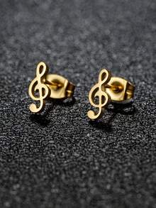 1pair Fashionable High Treble Clef Shaped Earrings For Women - GED191 - View 1
