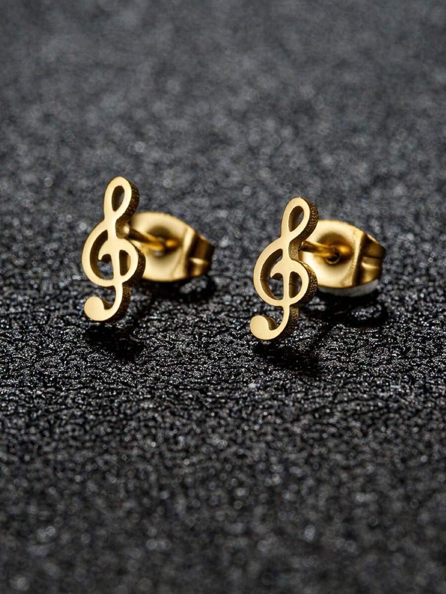 1pair Fashionable High Treble Clef Shaped Earrings For Women - GED191 - View 1