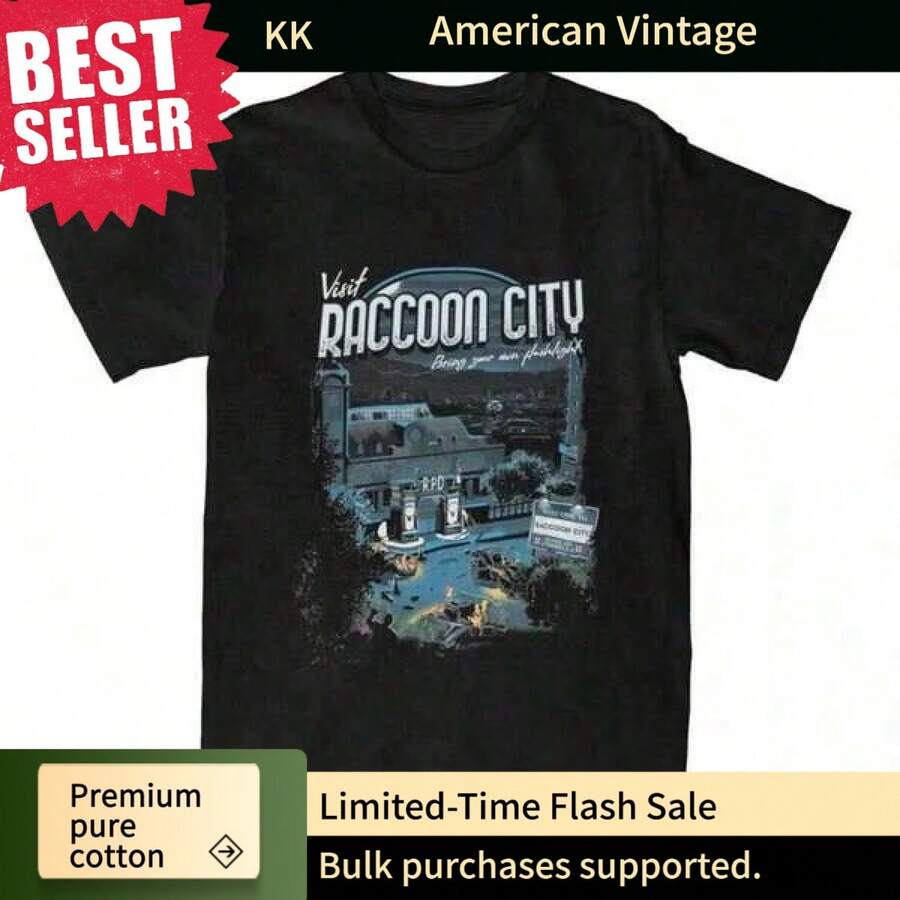 Men's T-Shirts Men's Fashion Print Casual T-Shirt Visit Raccoon City T-Shirts For Men Women Resident Evils Fun Pure Tees O Neck Short Slee - Black - View 1