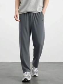 Adidas 夏季新款男士快乾透氣舒適訓練直筒休閒長褲 - 灰色 - 查看 2