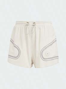 Adidas Women's Lightweight Comfortable Running Sports Drawstring Casual Straight Leg Shorts II3239 - Off-white - View 1