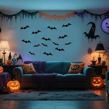 48pcs 3D Bat Wall Stickers Halloween Decoration, Black Horror Bats, 4 Sizes, Suitable For Home Decor, Room Decor, Indoor And Outdoor Hanging Decoration - Multicolor - View 3