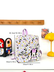 Disney 1pc Minnie Mouse Patch Mini Backpack, Colorful Leopard Print School Daypack, Multi-Pocket Casual Rucksack, Suitable For Girls/Students/Teenagers/Young People/Fans, Perfect For Back To School/Daily Outings/Shopping - Multicolor - View 2