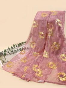 1件新款四季通用女款金箔亮面絲綢圍巾披肩頭巾 防曬沙灘巾 Abaya，適合海邊度假與日常生活，為您的風格增添亮點 - 粉色 - 查看 3