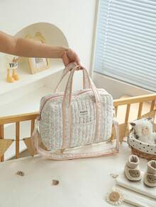1pc Multi-Functional Large Capacity Quilted Mommy Bag With Stroller Hooks - Multicolor - View 5