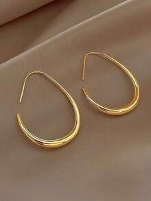 Women's Small Teardrop Stainless Steel Earrings, Hypoallergenic Gold Plated Fade-Resistant Jewelry, Minimalist Elegant Hoop Earrings Suitable For Daily And Party Wear - Water Droplets - View 7