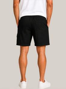 Kit 3 Bermuda Cargo De Linho Premium Shorts Mauricinho Masculino Casual Basico Confortavel Detalhe Etiqueta De Couro - Rosa Bebê - Visão 7