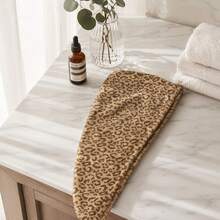1pc Multi-Purpose Super Absorbent Leopard Print Hair Drying Cap, Made Of Soft Coral Fleece Material, Quick Drying, Suitable For Normal And Curly Hair, Soft Quick Drying Cap, Bath Cap, Absorbent Cap, Dry Hair, Bath Accessory - Multicolor - View 2