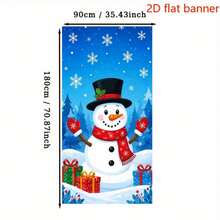 1 pezzo di sfondo per banner a tema natalizio 2D, con tema pupazzo di neve carino, combinato con fiocchi di neve blu, scatole regalo natalizie e foreste di conifere. Nessuna alimentazione elettrica richiesta. - Visualizzare 5