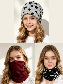 1pc Multifunctional Ponytail Hat, Soft Elastic Loose Headband Cap, Casual Daily Style, Solid Color/Star Leopard Print/Letter Print - Multicolor - View 2