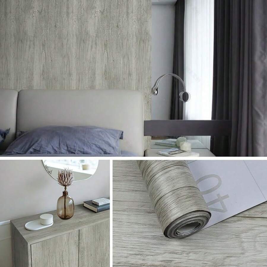 1 Roll Vintage Wood Grain Real Wood Texture Faux Wood Wallpaper, Suitable For Home Decor, Kitchen Cabinets, Tables & Chairs, Room Background, Home Renovation, DIY, Waterproof, Stain-Resistant, Easy To Clean, Self-Adhesive Peel And Stick Wallpaper Wall Sticker