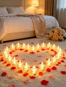 24pcs LED Electronic Candle Lights With Petal Rose Tea Wax, Transparent Crystal Night Light, Christmas Proposal Atmosphere Light, Flameless LED Electronic Candle Night Light For Valentine's Day Date, Party, Home, Wedding Decoration - Candle Lamp - View 10